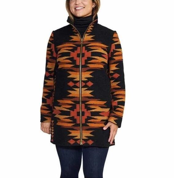 Pendleton Jackets & Blazers - PENDLETON Women's Wool Blend Walker Coat Size M In Charcoal Desert Mesa Jacquard